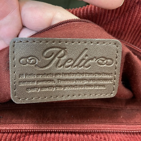 Relic Vintage 1970's Inspired Corduroy Faux Tortoise Shell Handle Bag Rust - Picture 9 of 9